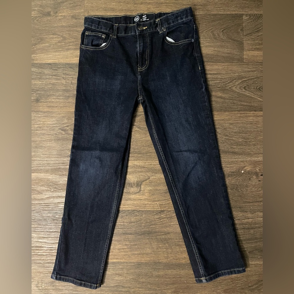 Wonder Nation Big Kids Husky Size 14 Dark Blue Slim Fit Straight Leg Jeans